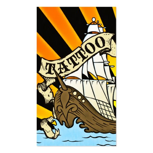 pirate ship tattoo business card templates (front side)