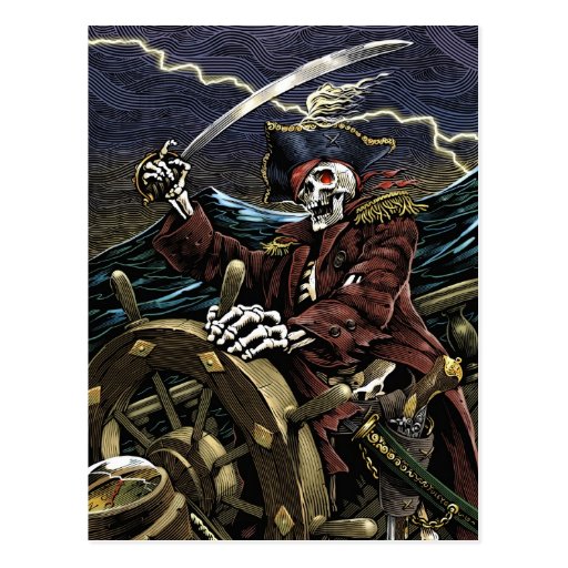Pirate Skeleton Postcard