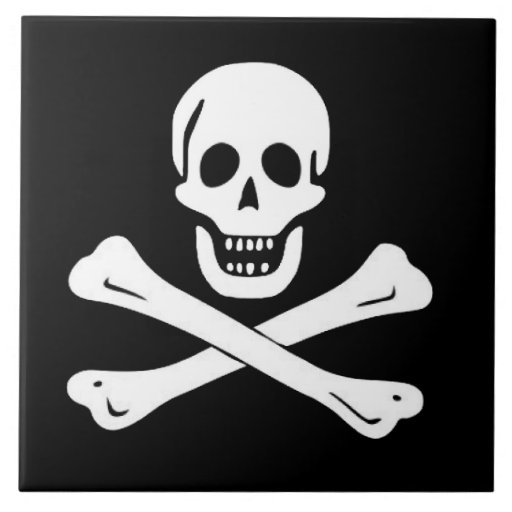 PIRATE SKULL AND BONES FLAG CERAMIC TILES Zazzle