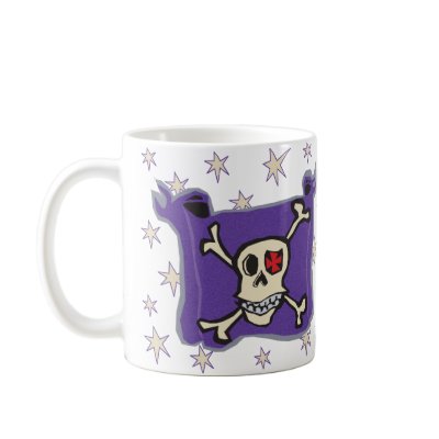 Pirate: Skull and Cross Bones Flag with Stars Coffee Mug by jomodad