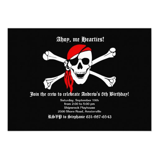 Pirate Skull and Crossbones Invitation