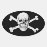 Pirate Skull and Crossbones Oval Sticker