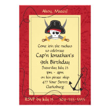 Pirate Skull and Crossed Swords Birthday Custom Invite