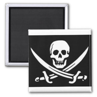Pirate Skull and Swords 2 Inch Square Magnet