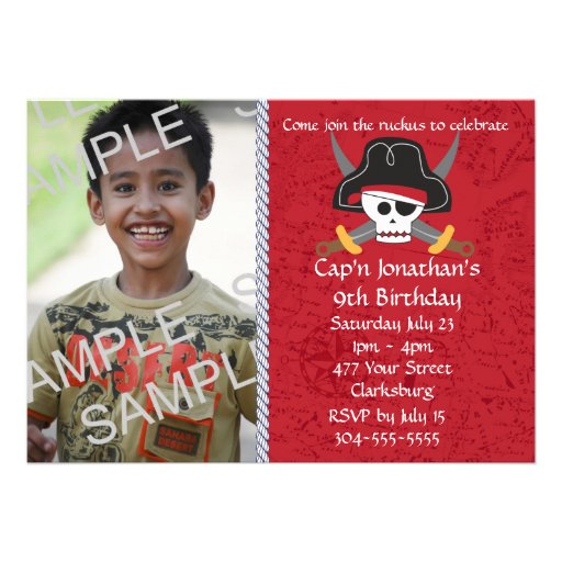 Pirate Skull Birthday Photo Template Personalized Announcements