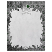 Pirate Skull Distressed Flame Letterhead