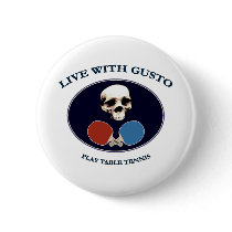 Pirate Skull Gusto Table Tennis Pinback Button
