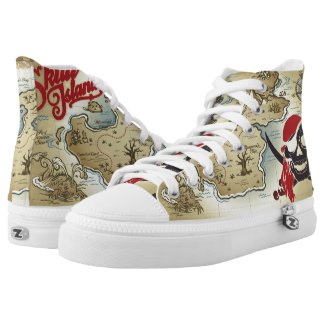 Pirate Skull Island Location Map Printed Shoes
