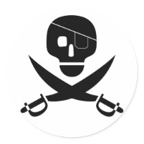 Pirate Skull Sticker -Choose Your Background Color