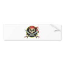 Pirate Skull Swords Bumper Sticker
