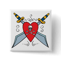Pirate Skull Tattoo Pinback Buttons