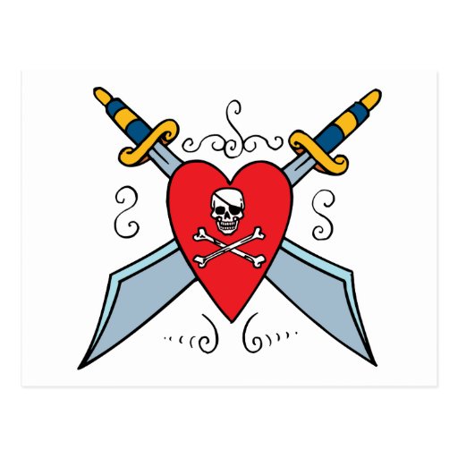 Pirate Skull Tattoo Post Cards