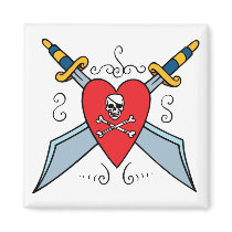 Pirate Skull Tattoo Refrigerator Magnets