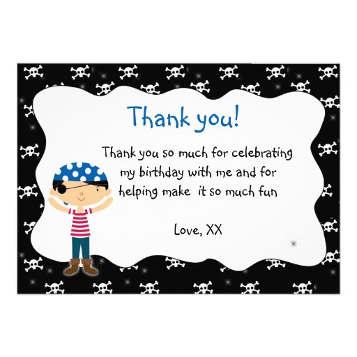 Pirate Thank You Card Birthday Baby Shower Custom Invite