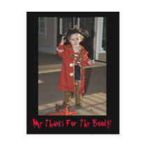 Pirate Thank You Card, Me Thanks For The Booty! postcards