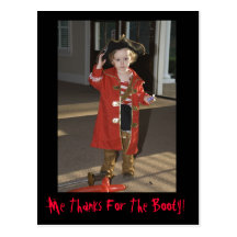 Pirate Thank You Card, Me Thanks For The Booty! Post Card