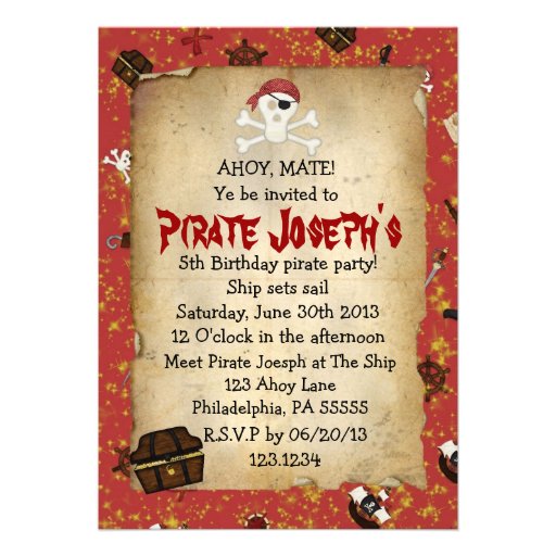 Pirate Theme Birthday Invitation