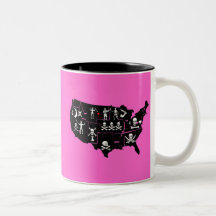 PIRATE USA 5 COFFEE MUGS