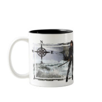 Pirate Woman with Rough Waters Designs mugs