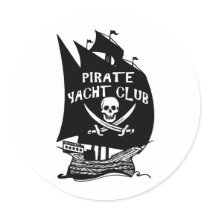 Pirate Yacht Club Round Sticker