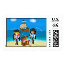 Pirates and Treasure Postage Stamp