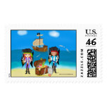 Pirates and Treasure Postage Stamp