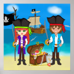 Pirates and Treasure Poster Print