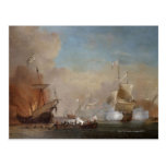 Pirates attack an English naval vessel painting Postcard