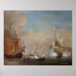 Pirates attack an English naval vessel painting Print