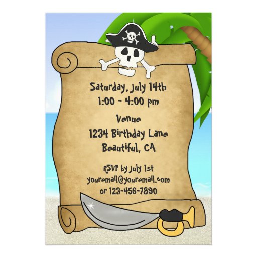 Pirates Beach Birthday Invitation for Boys