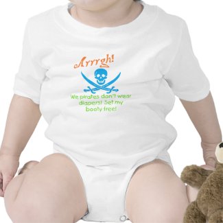 Pirates don't wear diapers skull and crossbones tshirt