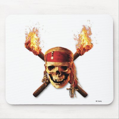 Pirates of the Caribbean Skull torches Logo Disney mousepads
