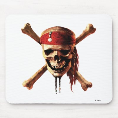 Pirates of the Caribbean skull torches Logo Disney mousepads