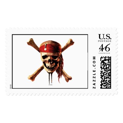 Pirates of the Caribbean skull torches Logo Disney postage