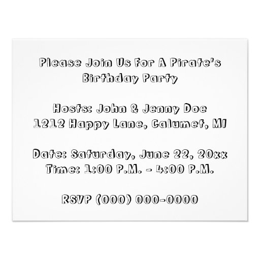 PIRATES PARTY THEME JOLLY ROGER FLAG INVITATION