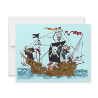 PIRATES PARTY THEME SHIP SAILS JR FLAG INVITATION invitation