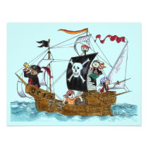 PIRATES PARTY THEME SHIP SAILS JR FLAG INVITATION invitations