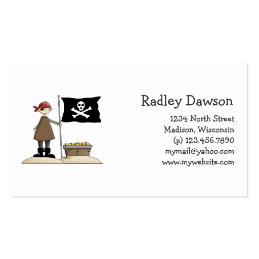 Pirates · Pirate, Flag & Treasure Business Card Templates (front side)
