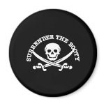 Pirates Surrender Booty Black Fridge Magnet