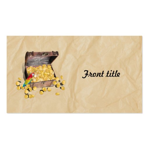 Pirate's Treasure Chest on Crinkle Paper Business Card Templates (front side)