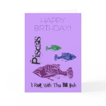 Pisces Big Fish Happy Birthday  Card