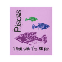 Pisces Big Fish Wrapped Canvas Art Print (Purple) Gallery Wrapped Canvas