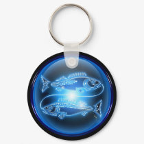 Pisces Blue Glossy Keychain