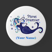 Pisces Dreamer Button W/Customizable Text