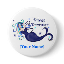 Pisces Dreamer Button W/Customizable Text
