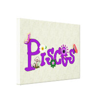 Pisces Flowers Stretched Canvas Print