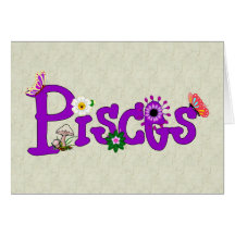 Pisces Flowers Greeting Cards