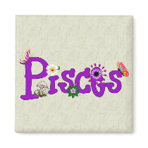Pisces Flowers Refrigerator Magnet