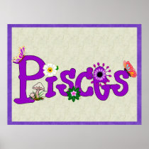 Pisces Flowers Poster
