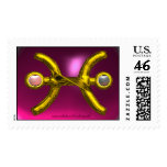 PISCES, Pink - White Pearls and Gold postage